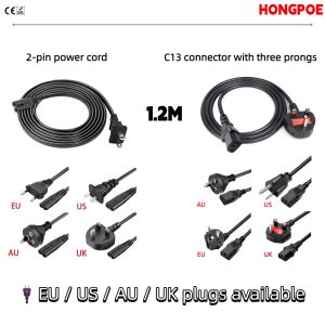 1.2M power cord figure-8/C13 connector EU/US/AU/UK Multi-country plugs PVC wire for TVs LED displays and electronic devices.