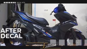 Decal aerox old full body custom design motif hitam biru doff