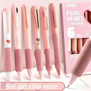 6 Cái/bộ Kawaii Soft Grip Gel Pens Set 0.5mm Mực Đen Có Thể Thu Vào Bút Viết & Ký Tên Dành Cho Học Sinh Đồ Dùng Học Tập & Văn Phòng