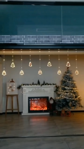 Christmas decorations: LED curtain lights Christmas tree Santa Claus elk chandelier bedroom ornaments