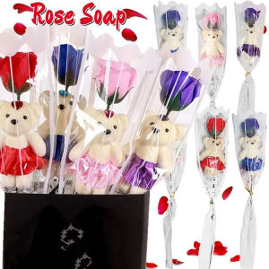 【🔥ช่อดอกไม้หมีน้อยจำลองขนาด44ซม. กุหลาบงานแต่งงานของขวัญวันเกิดคุณแม่วันวาเลนไทน์วันแม่