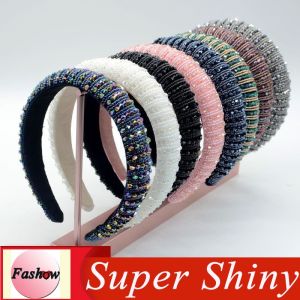 Gorgeous Baroque Sparkly Padded Women Headband For Women Full Crystal Headbands Wide Hairband Headwear Hair Accessories