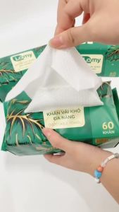 [LAMY OFFICIAL]_Thùng 24 túi khăn mặt khô đa năng Lamy 60 tờ dạng gói rút không mùi dùng lau mặt tẩy trang khăn lau cho bé