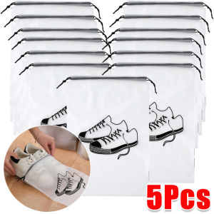 5 ชิ้น กระเป๋าใส่รองเท้าแบบรูดเชือกฝ้า / กระเป๋าจัดเก็บรองเท้าสำหรับเดินทางกลางแจ้ง / กระเป๋าใส่รองเท้าในร่มกันฝุ่นอเนกประสงค์ / กระเป๋ารูดเชือกแบบพกพาสำหรับบรรจุสินค้า