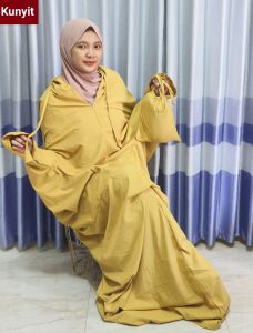 Mukena 2 in 1 - Mukena Travel Terusan Resleting Jepang Size Dewasa Bahan Katun Polino Bonus Tas