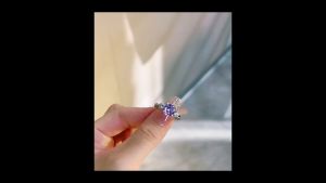 [212] FEATHER HONGKONG - (ADA SIZE) - Romantic Purple Fireworks Cut 925 Silver Ring with Three Stone