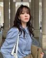 Fletta Sweet Silk Scarf Belted Long Sleeve Shirt Pure Color Single Button Scarf Collar French Style Straight Tube Shape Shirt. 