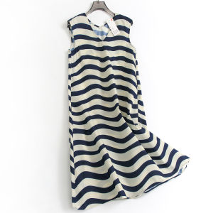 Pattern Printed Dress Loose Slimming V-Neckline Sleeveless Vest Skirt Elegant Fashionable Long Skirt Womens Skirt Dress D350