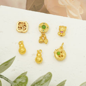 Ancient Gold Plated Copper Cartoon Bear Gourd Jasmine Dragon Pendant Beading Materials DIY Jewelry Accessories Color Retention