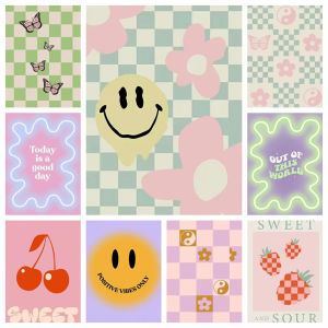 Colorful Danish Pastel 5D DIY Diamond Diamond Embroidery Full Round Drill Cross Stitch Smiley Flower Butterfly Home Decor