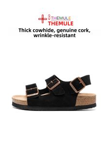 THEMULE | Summer Birkenstock Leather Cork Sandals Wide Fit Big Sizes