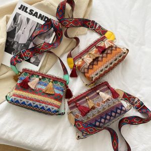 TikTok🔥 HOT Women Bucket Shoulder Bag Vintage Ethnic Summer Tassel Crossbody Handbags