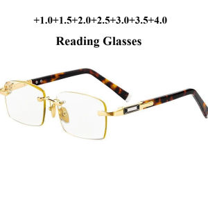 +1.0 To +4.0Business Presbyopia Glasses Natural Metal Material Borderless Advanced Protection  Reading Glasses