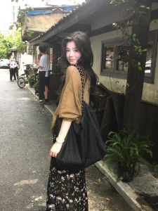 Summer Hot Denim Canvas Tote Bag Womens Large Capacity Commuter Bag Stylish Single Shoulder Tote Bag Korean Style Soft Polyester Lining