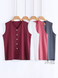 Pure Cotton Open Cardigan Ladies Thin Loose Home Vest Sweatshirt Middle Aged And Elderly Mothers Sleeveless Outerwear Top