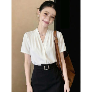 XUSHAN | Summer Professional Elegant French Style Short Sleeve V-Neck Blouse