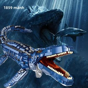 Bộ Khối Xây Dựng Khủng Long Jurassic Park Indominus Rex - Thế Giới Tự Làm Bằng Gạch Mosasaurus & Tyrannosaurus Dành Cho Trẻ Em Quà Tặng