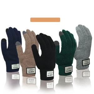 ถุงมือผ้าฝ้ายหน้าจอสัมผัสสำหรับผู้ชาย ถุงมือถักหนาบุด้วยผ้าฟลีซที่อบอุ่นในฤดูหนาวสำหรับการปั่นจักรยาน ถุงมือกันความเย็นแบบยูนิเซ็กส์