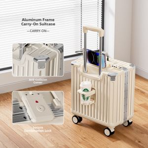 MIMANI | Small Carry-On Suitcase 20 Inch Travel Pullman Silent Universal Wheel ABS PC Material Lock Password Leather Box For Men And Women