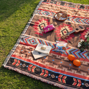 American Western Boho  Blankets  Outdoor Rugs Camping Picnic Blanket Decorative Bed Blankets Plaid Sofa Mats Travel Rug Tassels