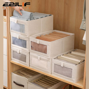 Cotton And Linen Reinforced PP Board Foldable Clothes Sorting And Storage Box Wardrobe Storage And Organization Korean Style