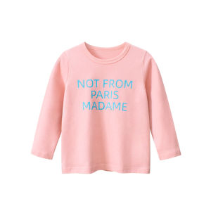 Áo Thun Cotton Dài Tay Cổ Tròn in Chữ Thời Trang Đa Năng Cho Bé Gái Mùa Thu 2025 Áo Thun Trẻ Em Phong Cách Hàn Quốc Thường Ngày