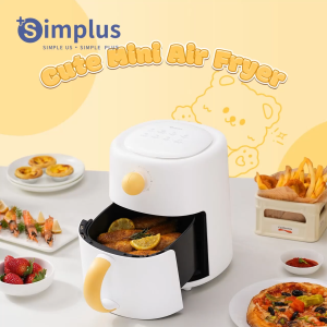 SimplusPink Air Fryer 2.5L Capacity Cute Mini Compact Space-Saving Household Dorm Use Snacks Multi-Function Oil-Free Low Fat KQZG021