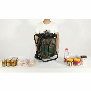 Fishing Backpack Chair with Cooler Bag Folding Camping Chair Stool for Outdoor Hiking Events Beach Fishing Camping