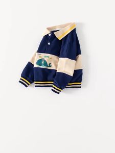 [zensasi] Baju Sweater Kerah Anak Laki-Laki Lengan Panjang Gambar Relax Whale Warna Navy