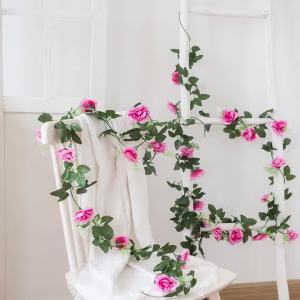 1PC Hoa Hồng Tơ Nhân Tạo Dây Leo Vòng Hoa Treo Hoa Mây Lá Cây Trang Trí Tiệc Cưới Ngoài Trời Văn Phòng Cô Dâu Nhà Trang Trí Bàn