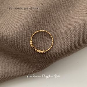 HANXIUNI | Fine Shiny Small Golden Square 18K Gold Durable Ring
