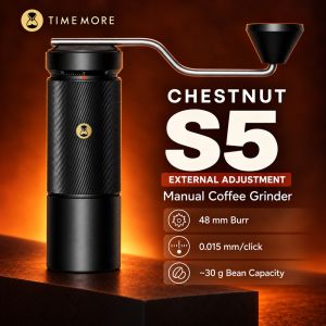 Timemore | TIMEMORE Chestnut S5 Manual Coffee Grinder 48mm Burr 30g Capacity 0.015mm per Click 90-Click External Adjustment