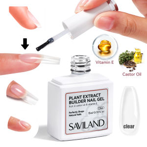 SAVILAND 15ml Clear Builder Gel in Bottle Hard Gel Nail Strengthener with Castor Oil for Nail Art Extension