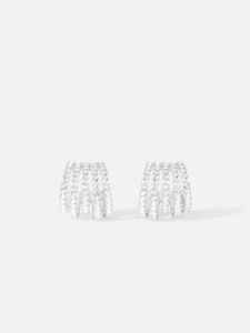 Mini Geometric Multiple Hoop Earrings White