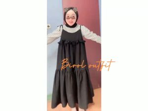 Overall Ruffle Jumpsuit Wanita Baju Kodok Model Dress Rempel Korean Style Tanpa Inner