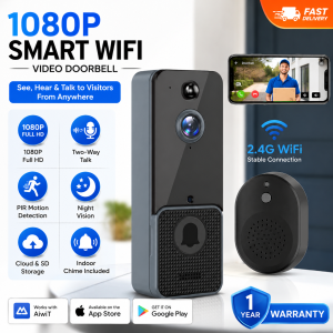 Ekleva T6 thông minh không dây chuông cửa Video wifi thông minh ngoài trời cho nhà ở chuông cửa liên lạc nhìn xuyên đêm HD bảo vệ an ninh cảm biến chuyển động (pin không inlcude)