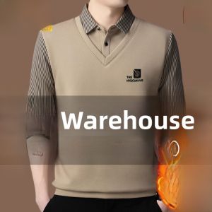 TUCANO Premium Mens Fleece Lined Shirt Collar Thickened Autumn Winter Sweatshirt Casual Business Style Long Sleeve Polo Shirt