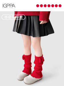 IGPPA Girls Winter Knee High Socks Red Colorful Tassel Design Childrens Leggings Autumn Winter Season Sweet Style Kids Socks