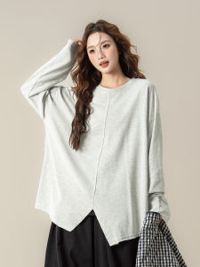 SHANGWEILUO | Retro Plaid Lazy Style Loose Slim Fit Round Neck Long Sleeve Coat Autumn Winter New