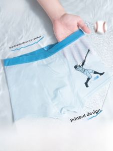 Miiow | Antibacterial Ice Silk Childrens Underwear Boys Mesh Crotch Trunks Elastic Waist Cartoon Print Nylon Fabric For Kids And Teens