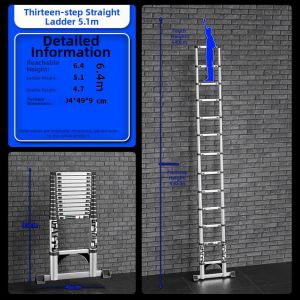 Thickened Aluminum Alloy Extendable Folding Stair Ladder