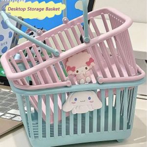 CONTROVERSYSTORE65RE6 Mini Desktop Storage Basket Cinnamoroll Melody Hand Basket Large Capacity Storage Rack