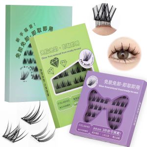 SUNYWILL ขนตาปลอมแบบ DIY ติดกาวขนตาปลอมธรรมชาติแบบมีกาวในตัวอุปกรณ์ต่อช่อขนตาแบบแยกง่ายสำหรับผู้เริ่มต้น