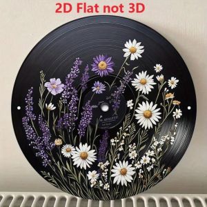 CIFbuy | Vinyl Record Sign Wall Art Retro Floral Metal Sign Vintage Decor 8 Inch Round
