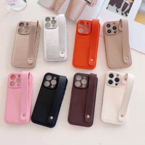 Ốp Điện Thoại Da Cao Cấp Cho iPhone Có Dây Đeo Tay - Vỏ Chống Sốc Mềm Mại Chống Xước Với Bảo Vệ Ống Kính Dành Cho Mini Pro Max XS XR SE 11 12 13 14 15 16