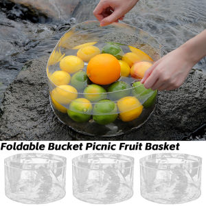 2PCS Outdoor Portable Foldable Bucket Transparent Round Bucket Large Capacity Travel Camping Water Storage Bucket Fishing Tank
