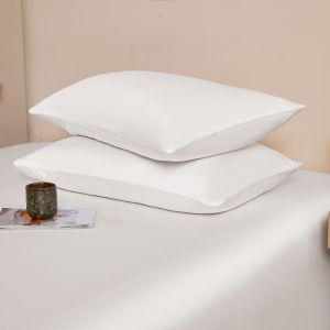 2 Chiếc Vỏ Gối Bằng Vải Bạch Đàn Lyocell Màu Trắng Mềm Mại Thoáng Khí Thân Thiện Với Môi Trường Vỏ Gối 48x74cm Dùng Cho Ký Túc Xá Khách Sạn Tại Nhà