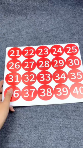 Decal Số Dán Hình Tròn 5 cm Sticker Số Dán Từ 1 đến 60 Không Thấm Nước Tem Đánh Số Bàn Số Phòng.