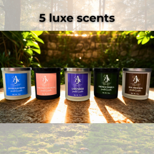 Aromatherapy Candle 300g – 60H Burn | Natural Soy Wax | 5 Soothing Scented Scents in Glass Jar