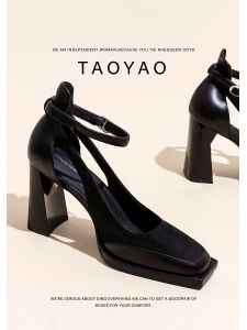 รองเท้าส้นสูงสไตล์อังกฤษสำหรับผู้หญิงในช่วงฤดูร้อนปี 2025 รองเท้าแตะแบบเปิดหน้าเท้าแบบมีสายรัดข้างแบบฝรั่งเศส รองเท้าแฟชั่นสำหรับผู้หญิง